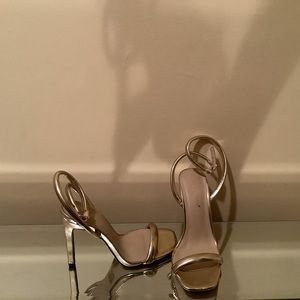 Shoe Dazzle gold heeled sandals, size 7.5